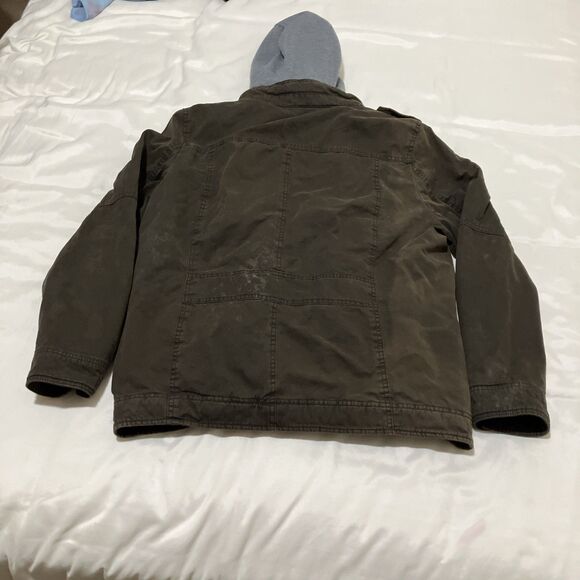 Levi's Hooded Sherpa Lined Trucker Jacket Hoodie Brown Mens L Workwear Outdoor - Picture 3 of 10